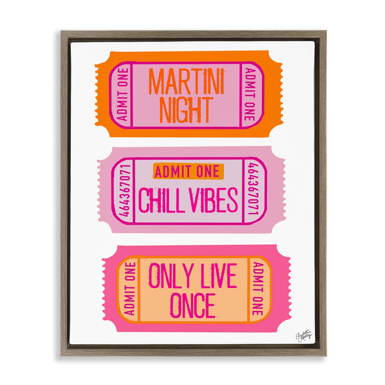 Stupell Industries Fun Party Phrase Tickets Framed Floater Canvas Wall Art Design by Elizabeth Medley